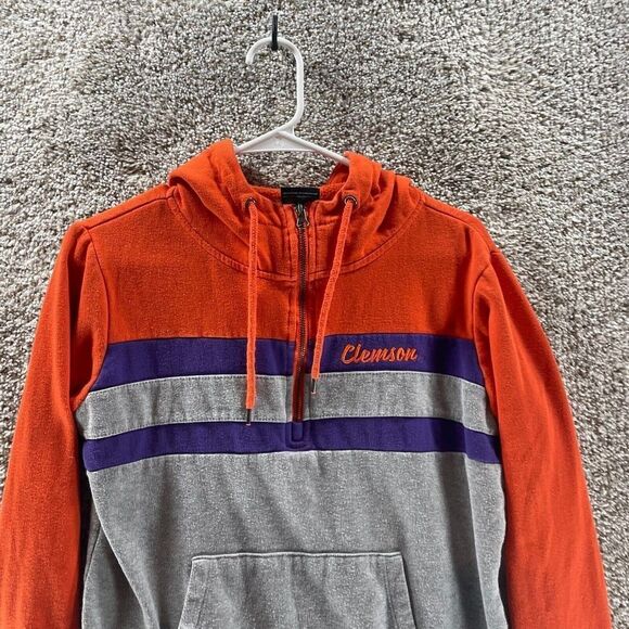 Clemson Tigers Hoodie Sweatshirt Womens Small Orange Grey Pullover Football Logo - Picture 3 of 11